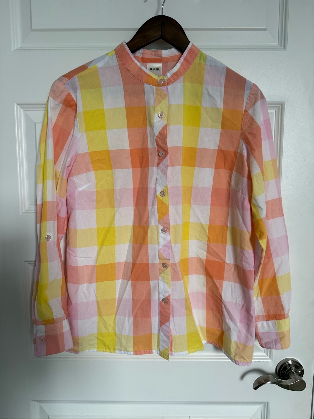 BLAIR Women’s Medium Colorful Plaid Button-Down Shirt